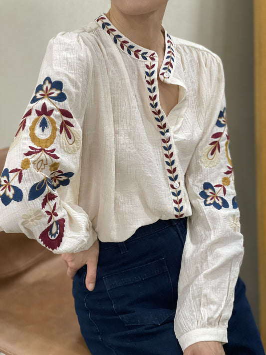 Blouse Coton Broderie Colorée