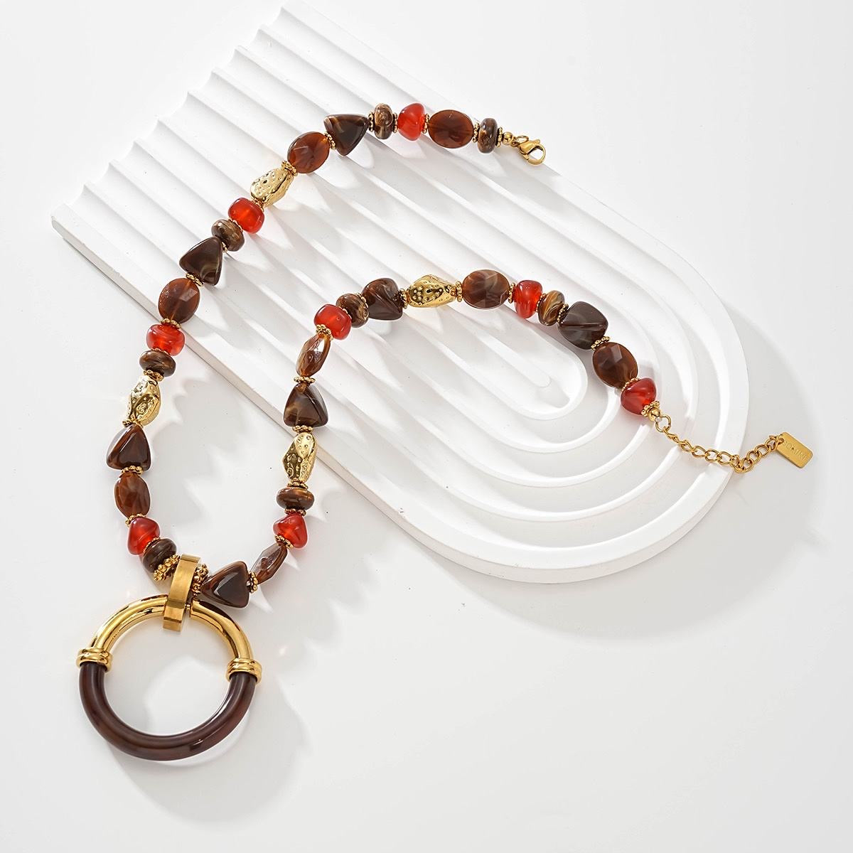 Collier Perles Brunes