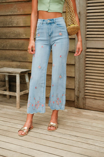 Jean 7/8 Fleuri