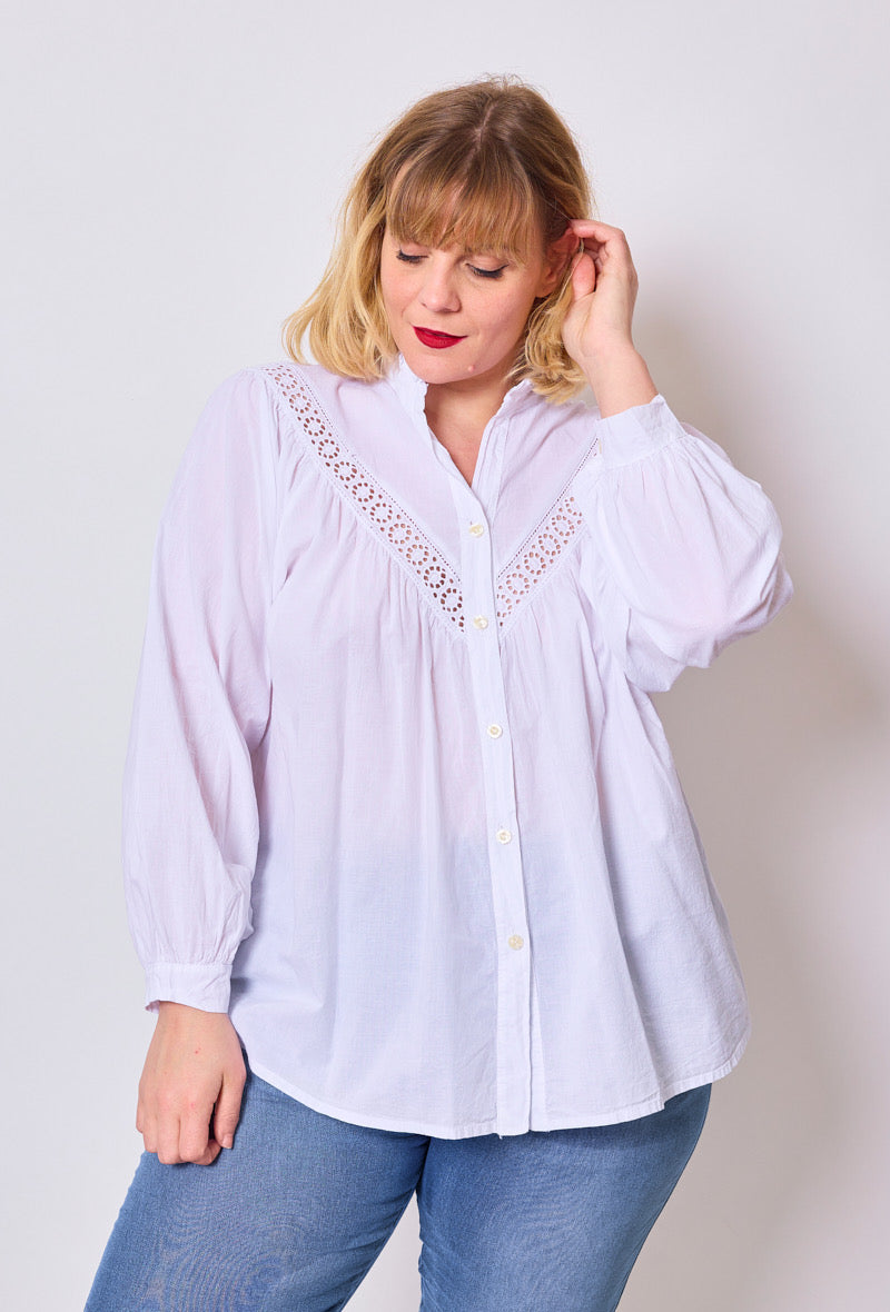 Chemise Manches Longues Dentelle - TU du 44 au 50