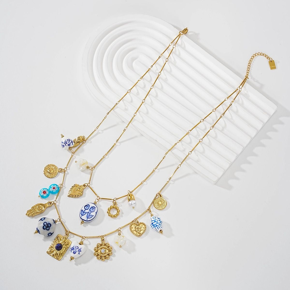 Collier Double Rang Bleu