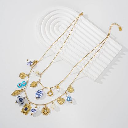 Collier Double Rang Bleu