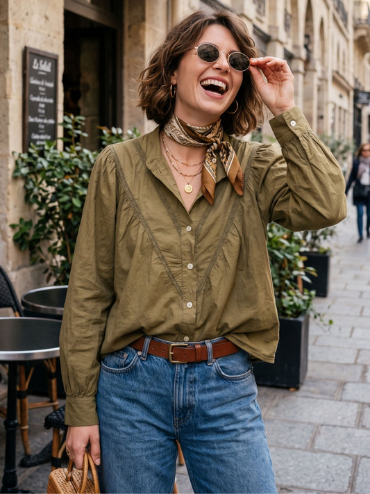 Chemise Juliette - Col Volanté Dentelle