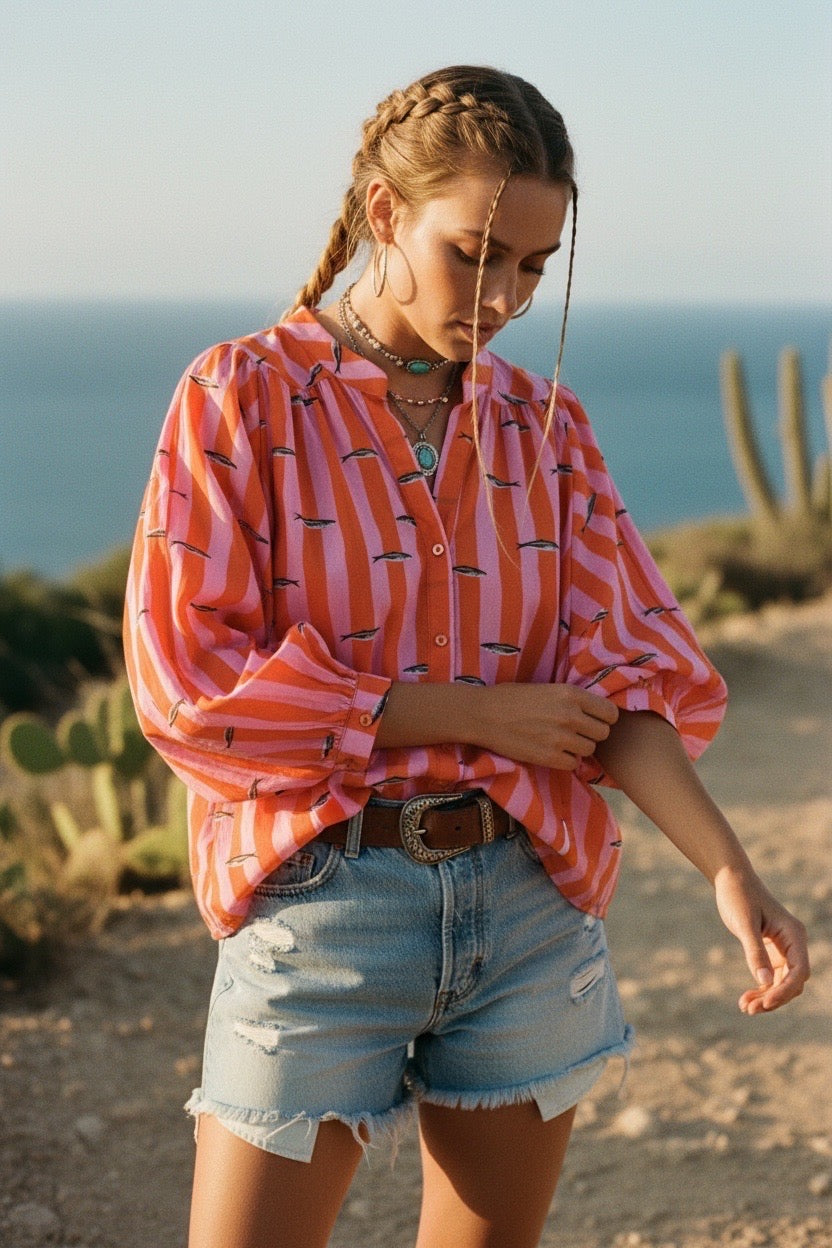 Chemise Rayée Poissons