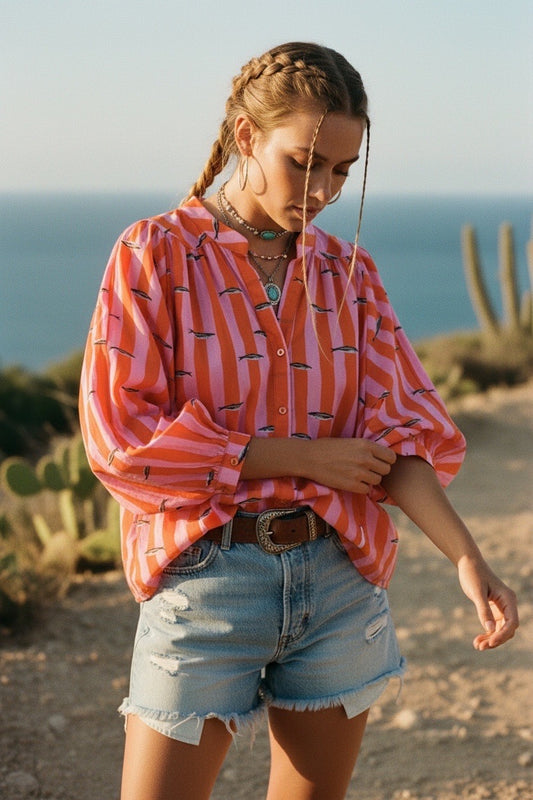 Chemise Rayée Poissons