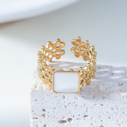 Bague Carrée Nacrée