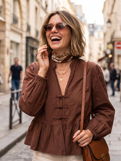 Blouse Zoé - Col V Brandebourg