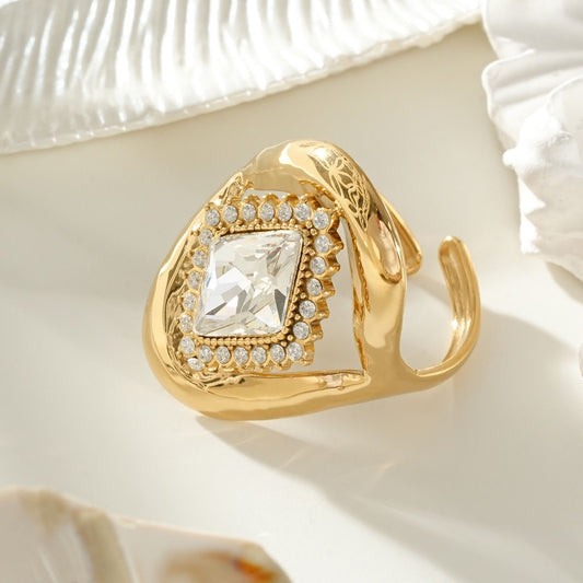 Bague Cristal Dorée