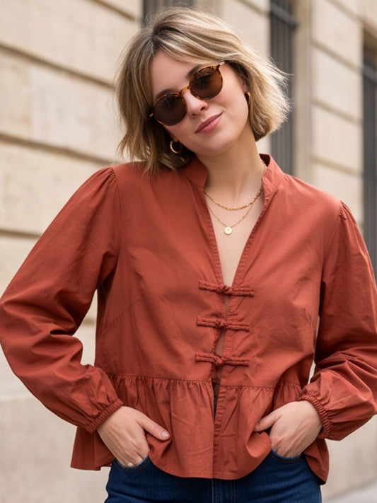 Blouse Zoé - Col V Brandebourg