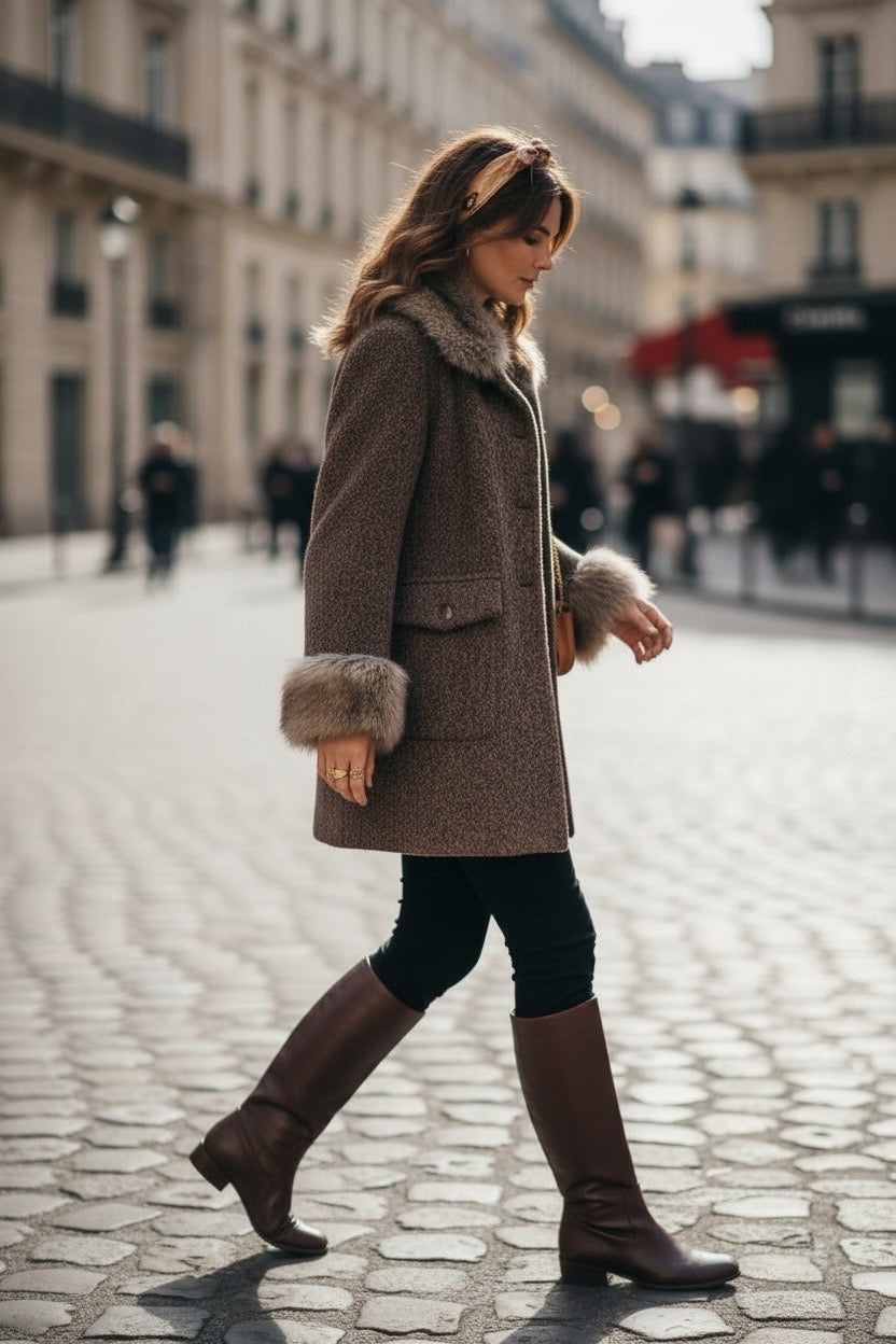 Manteau Laine Col Fourrure