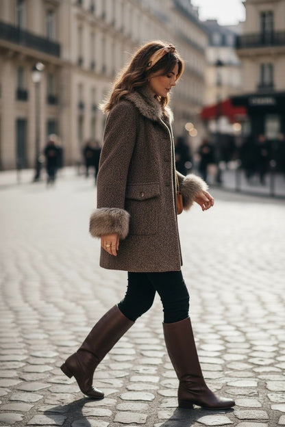 Manteau Laine Col Fourrure