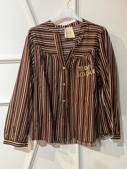 Chemise Beige Rayé Brown