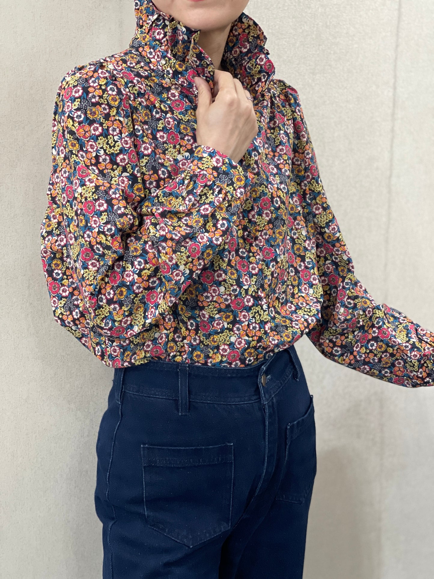 Chemise Col Montant Fleurie