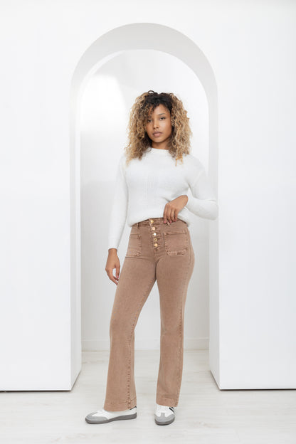 Jean Taille Haute à Boutons