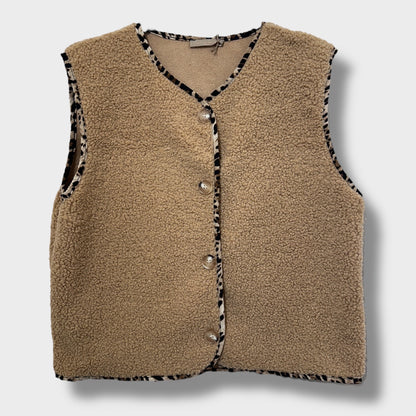 Gilet Cosy bordure léopard