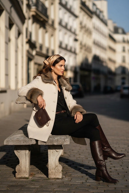 Manteau Laine Col Fourrure