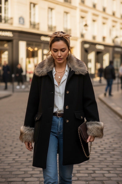 Manteau Laine Col Fourrure