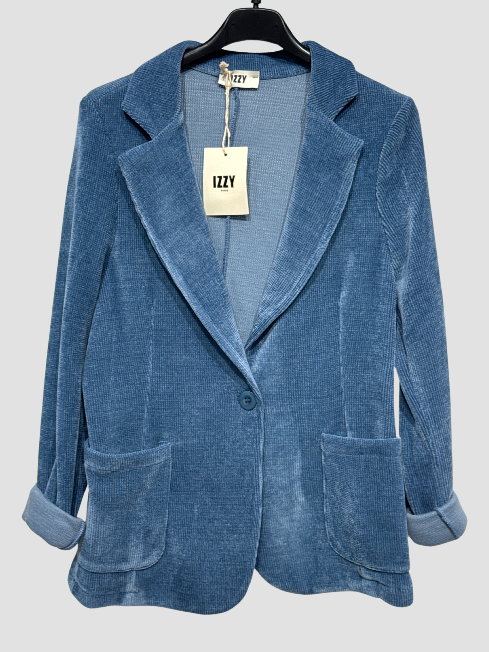 Jacket Blazer Velours Bleu Femme Velours Manteau Bleu Canard Femme