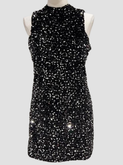 Robe Col Montant en Sequins