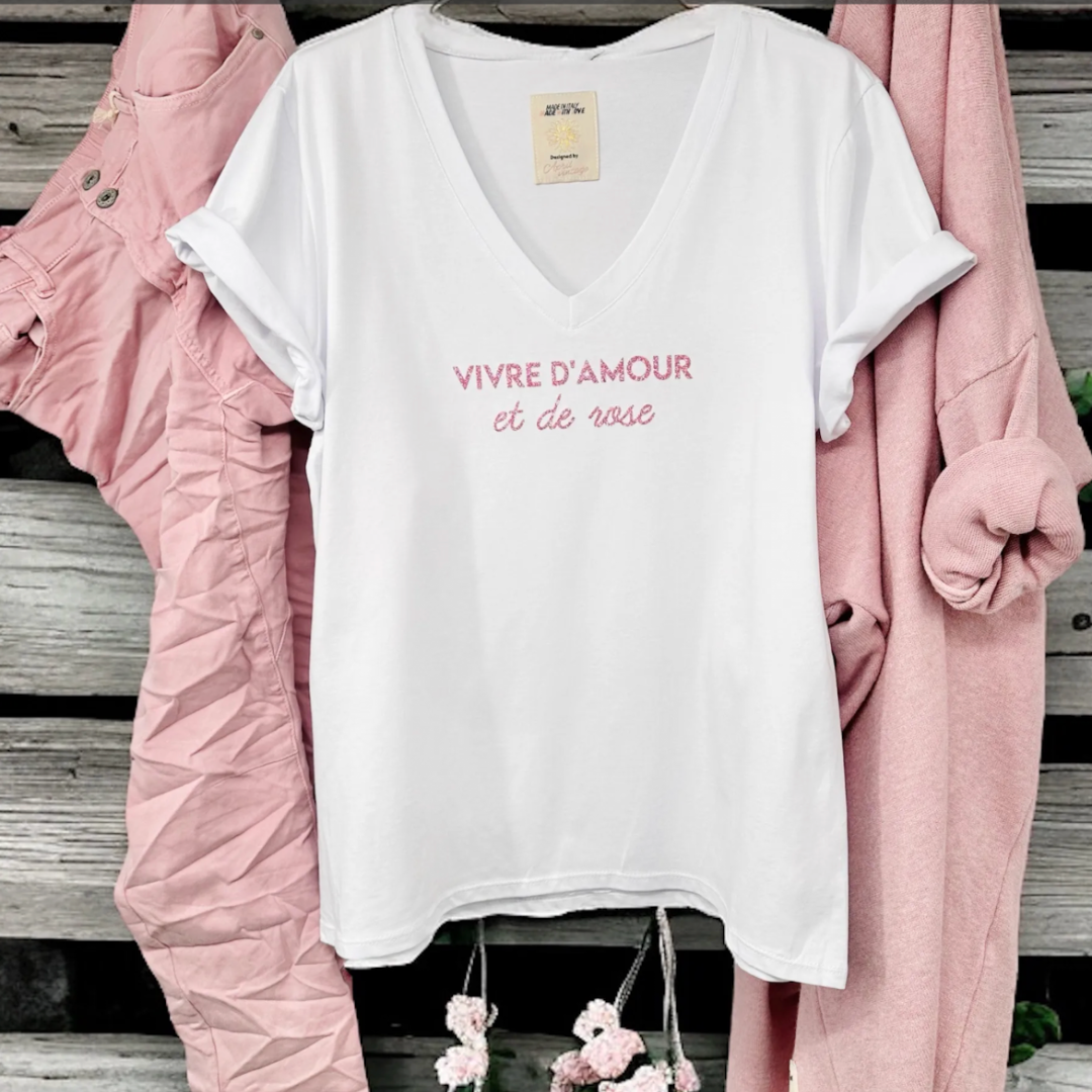 Tee-shirt "Amour et Rosé"