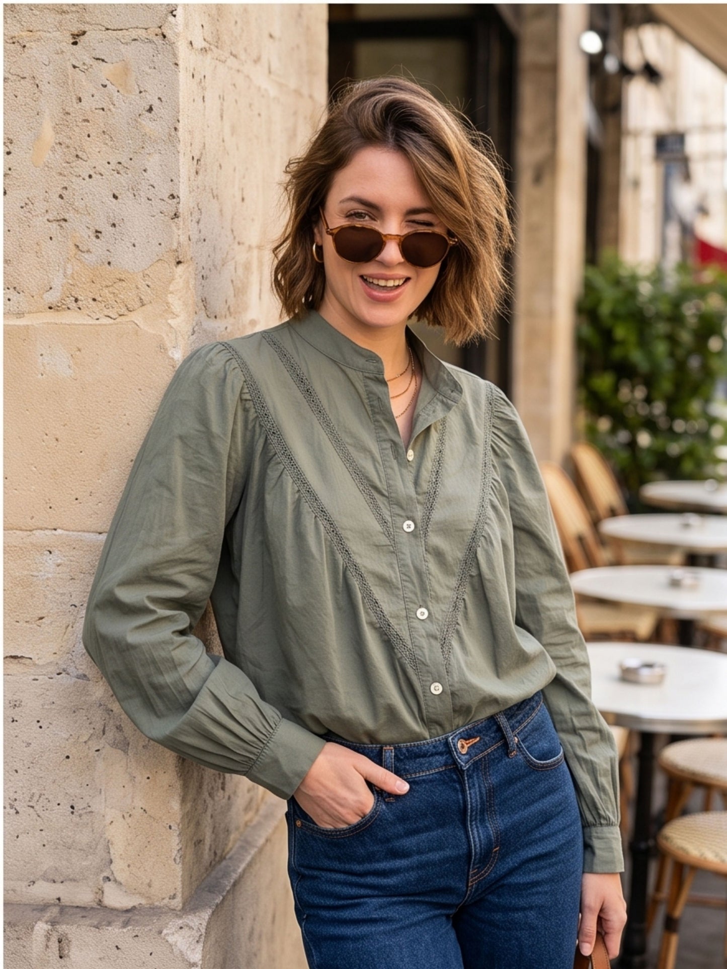 Chemise Juliette - Col Volanté Dentelle