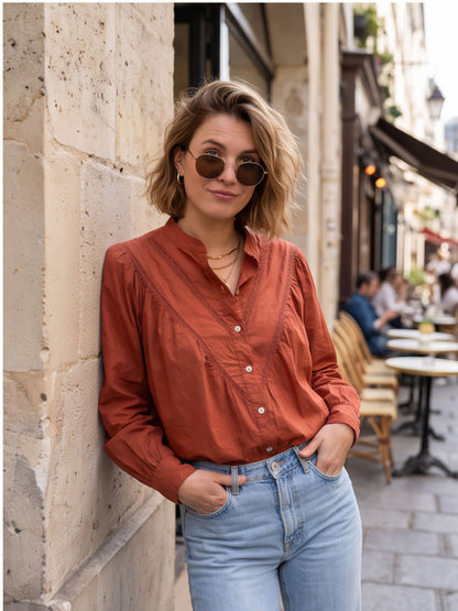 Chemise Juliette - Col Volanté Dentelle