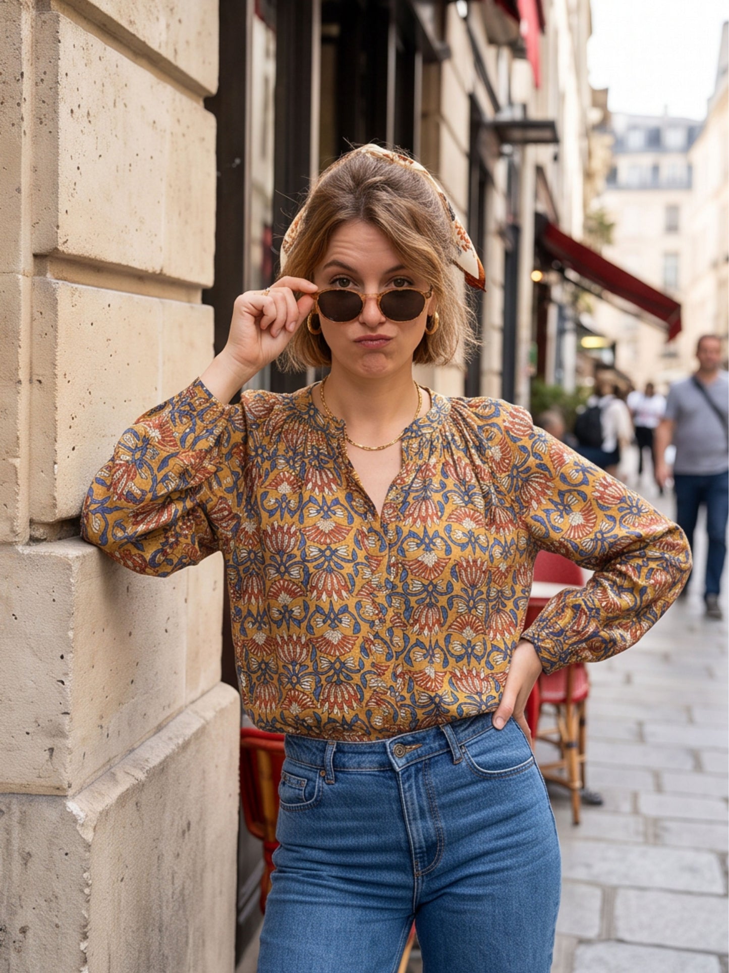 Chemise Adèle - Fleurs Moutarde