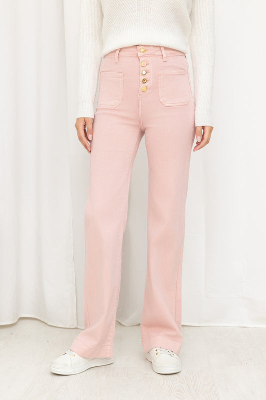 Jean Taille Haute à Boutons