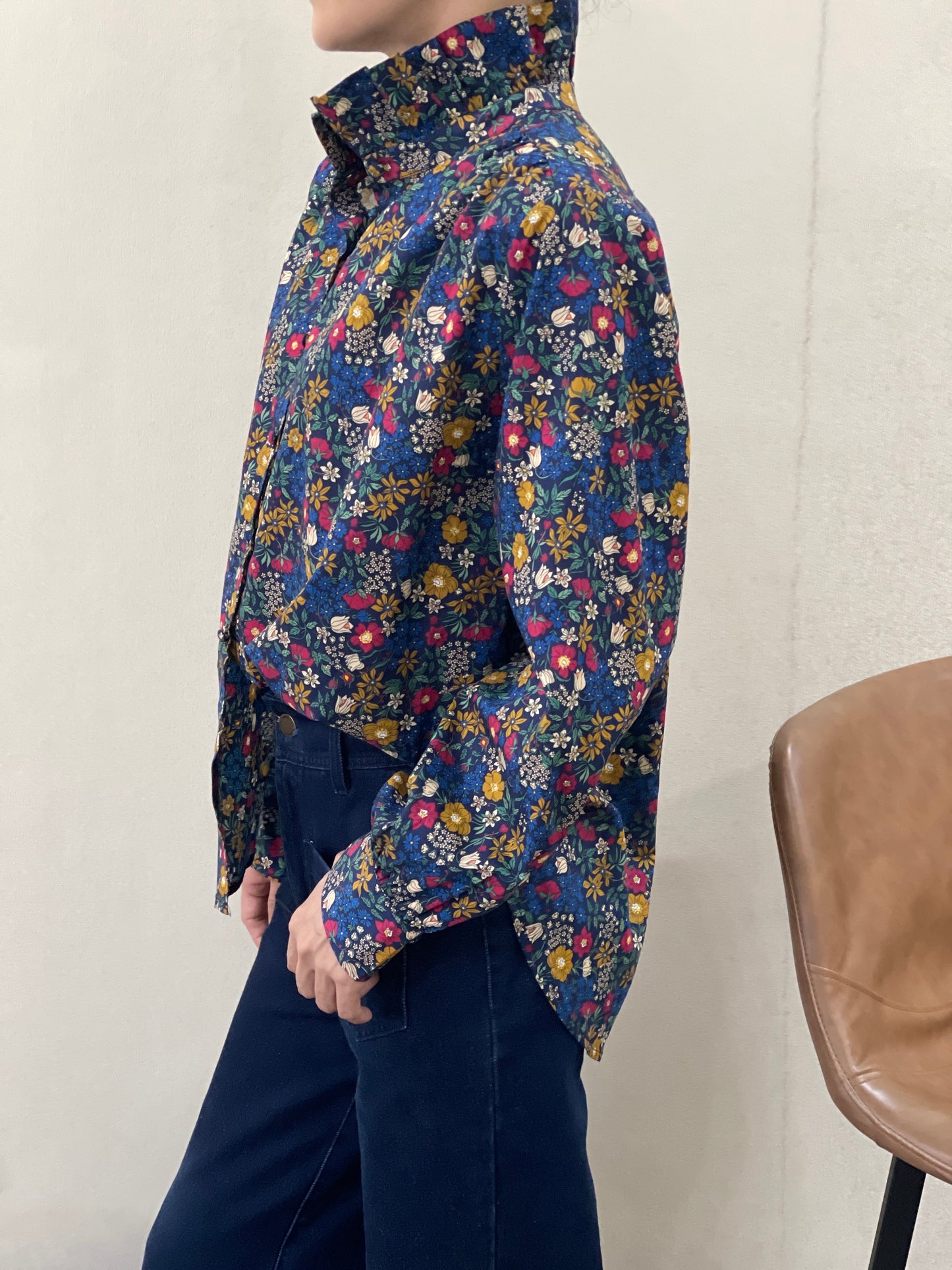 Chemise Col Montant Fleurie