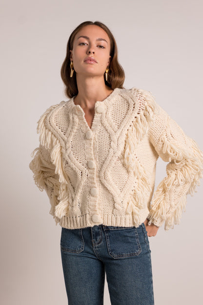 Gilet Franges Écru
