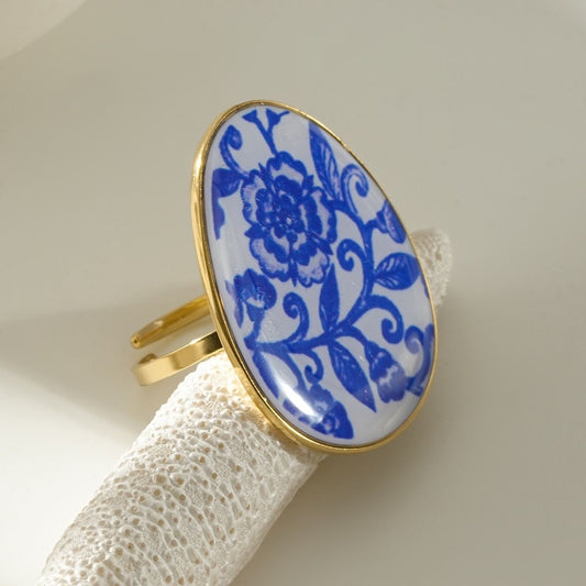 Bague Florale Bleue
