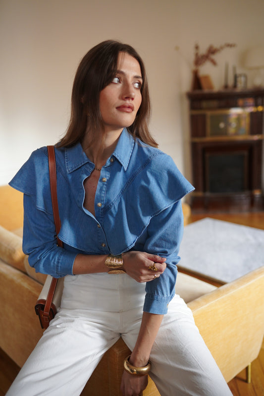 Chemise Denim Volantée