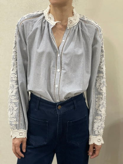 Chemise Rayée Dentelle