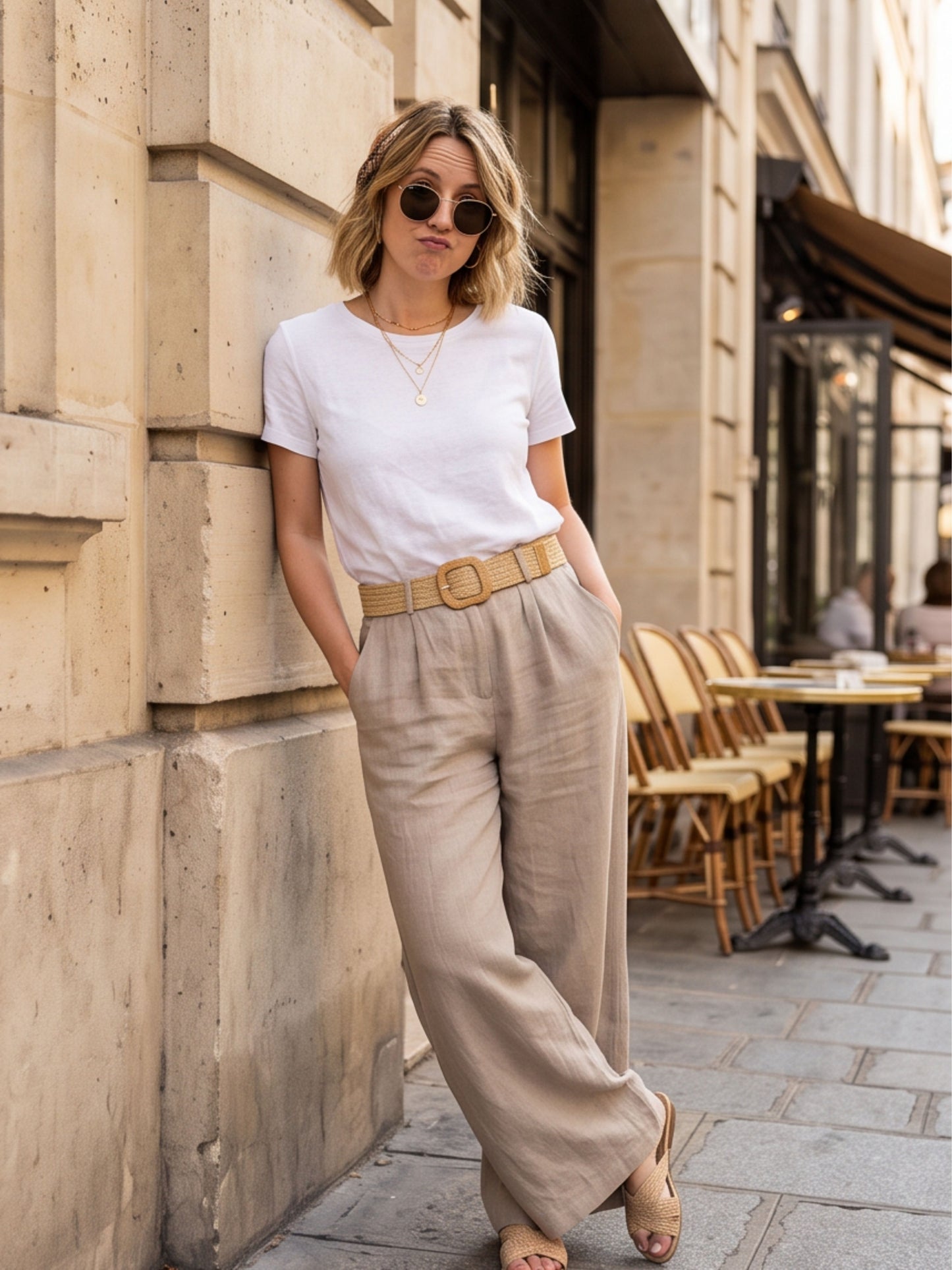 Pantalon Lin Ceinturé