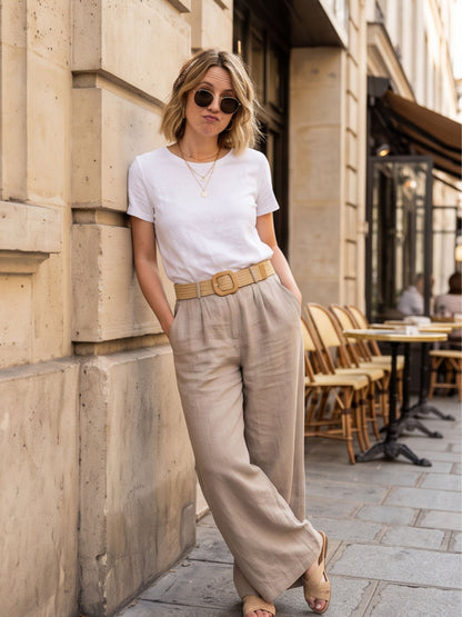 Pantalon Lin Ceinturé