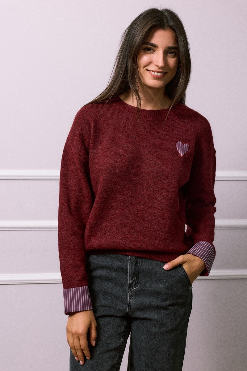 Pull Bordeaux Coeur