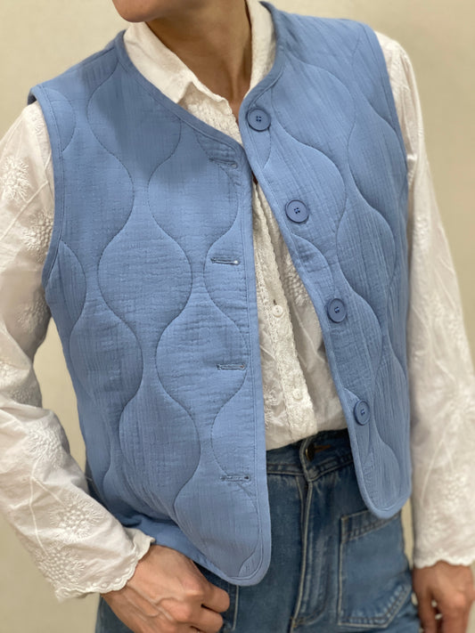 Gilet Bleu Matelassée en Coton