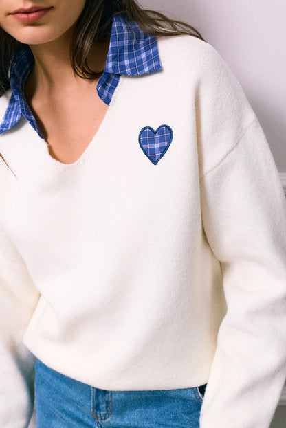 Pull Blanc Coeur
