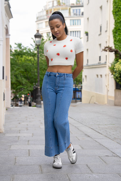 Jean Flare Femme Coton Coloré
