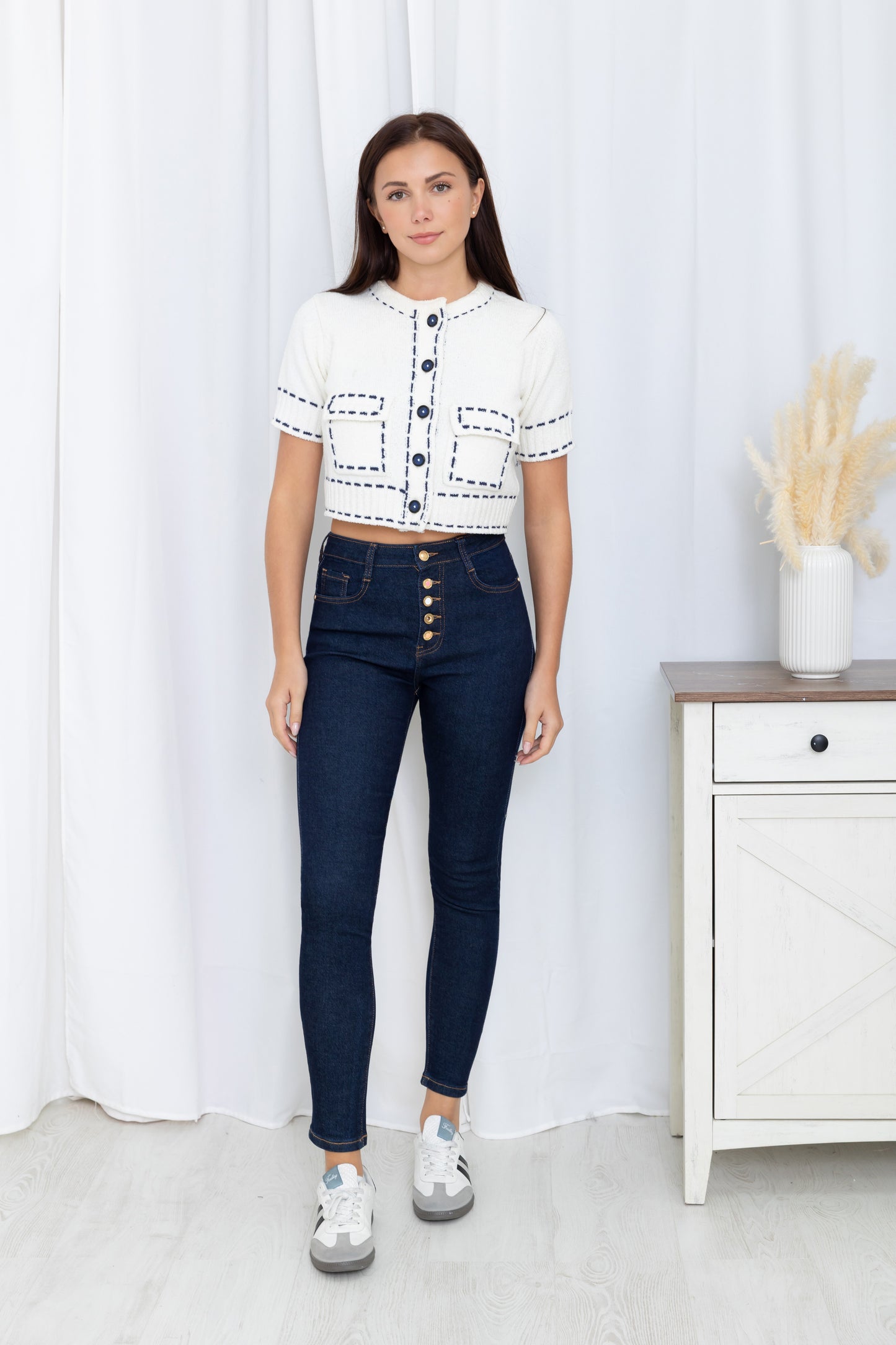 Jean Skinny à Boutons Dorés