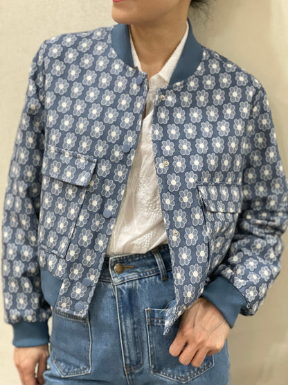 Veste Imprimé Fleuri Bleu