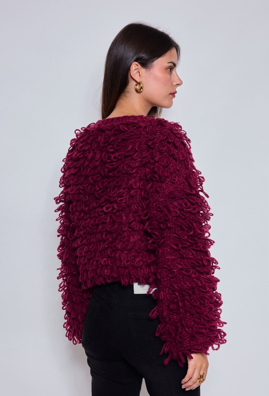 Gilet Bouclette Prune ou Kaki