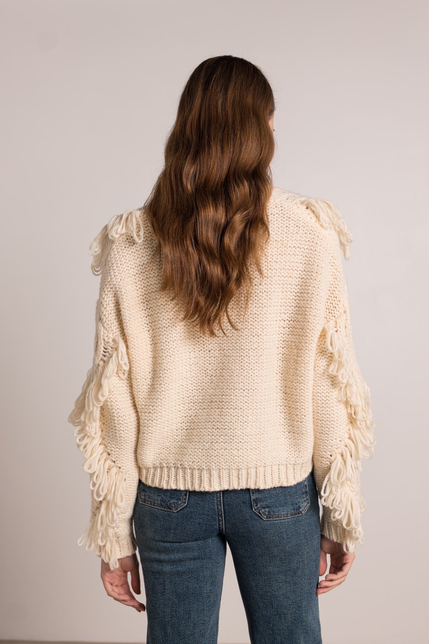 Gilet Franges Écru