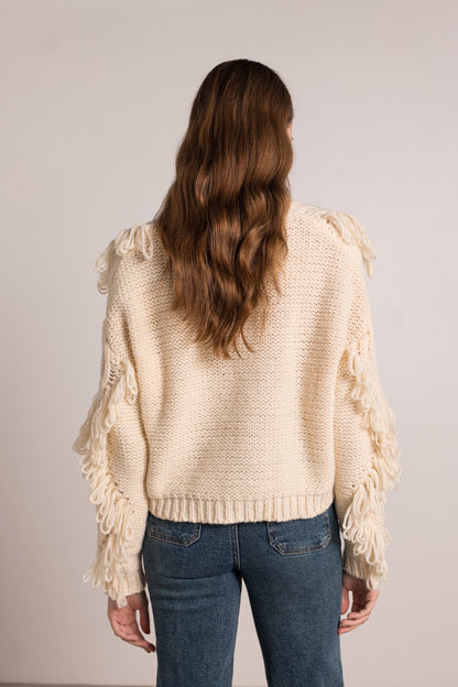 Gilet Franges Écru