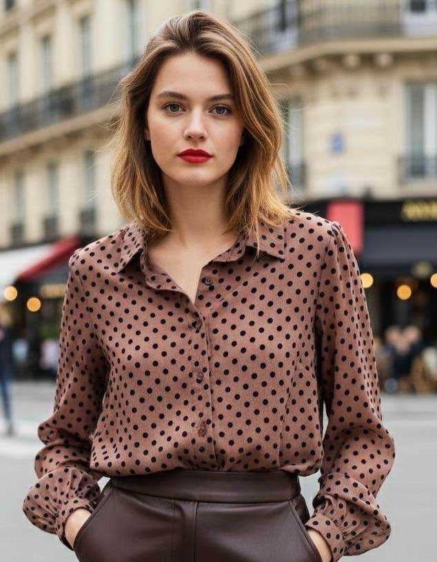 Chemise Plumetis Noir ou Marron