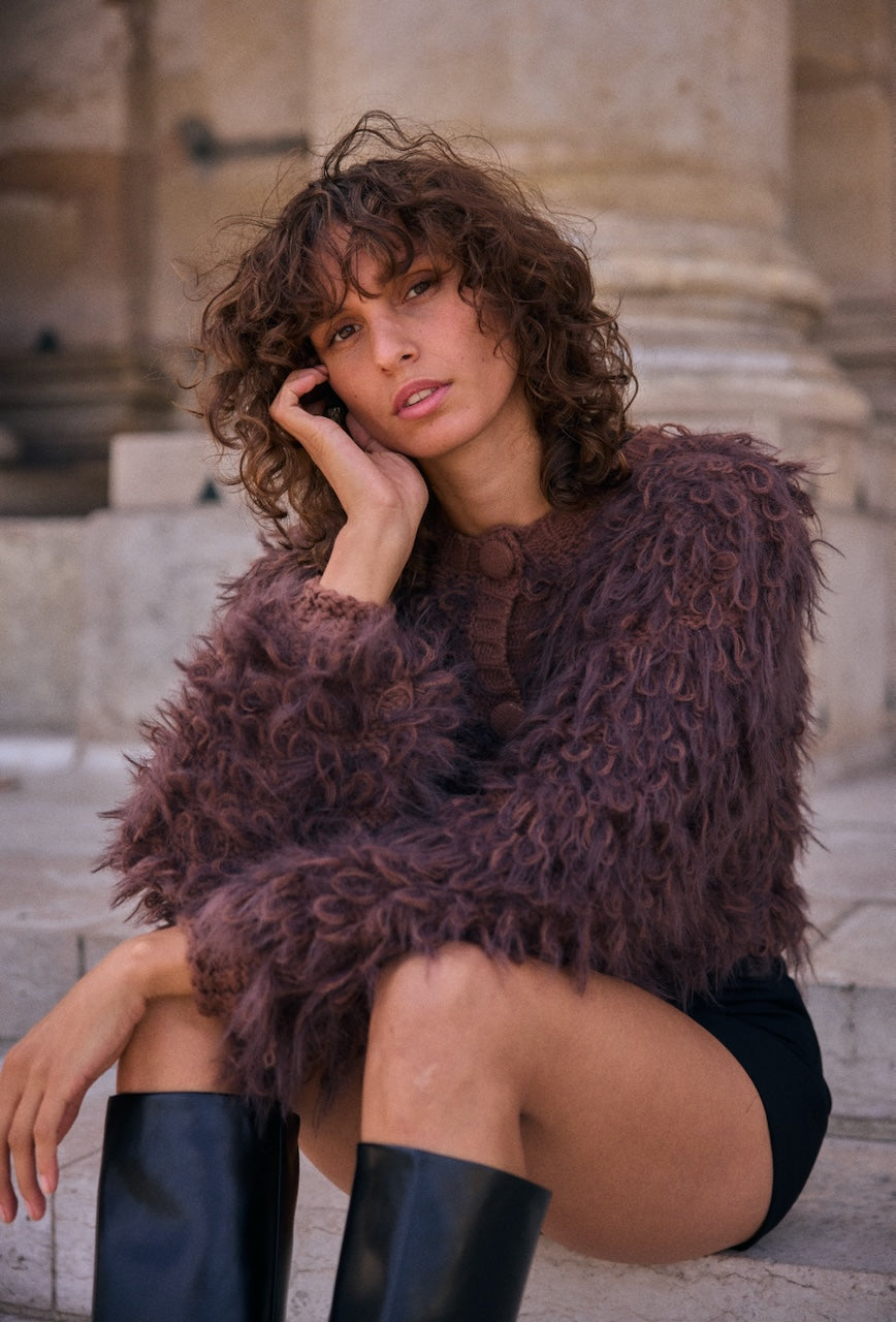 Gilet Bouclette Brun