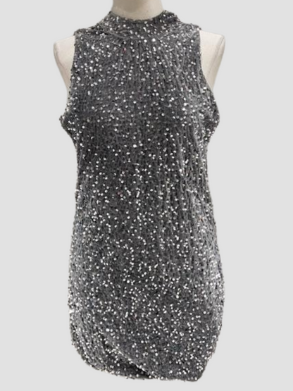 Robe Col Montant en Sequins