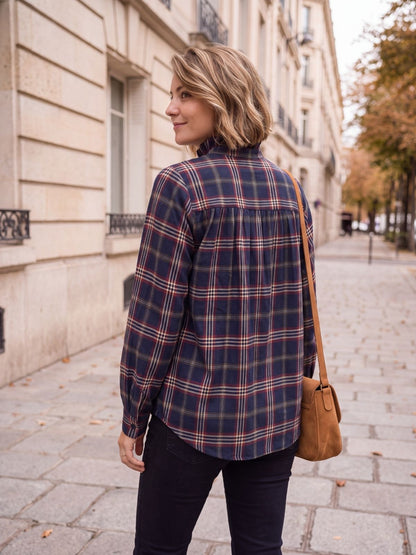 Chemise Léonie - Carreaux Marine et Rouge