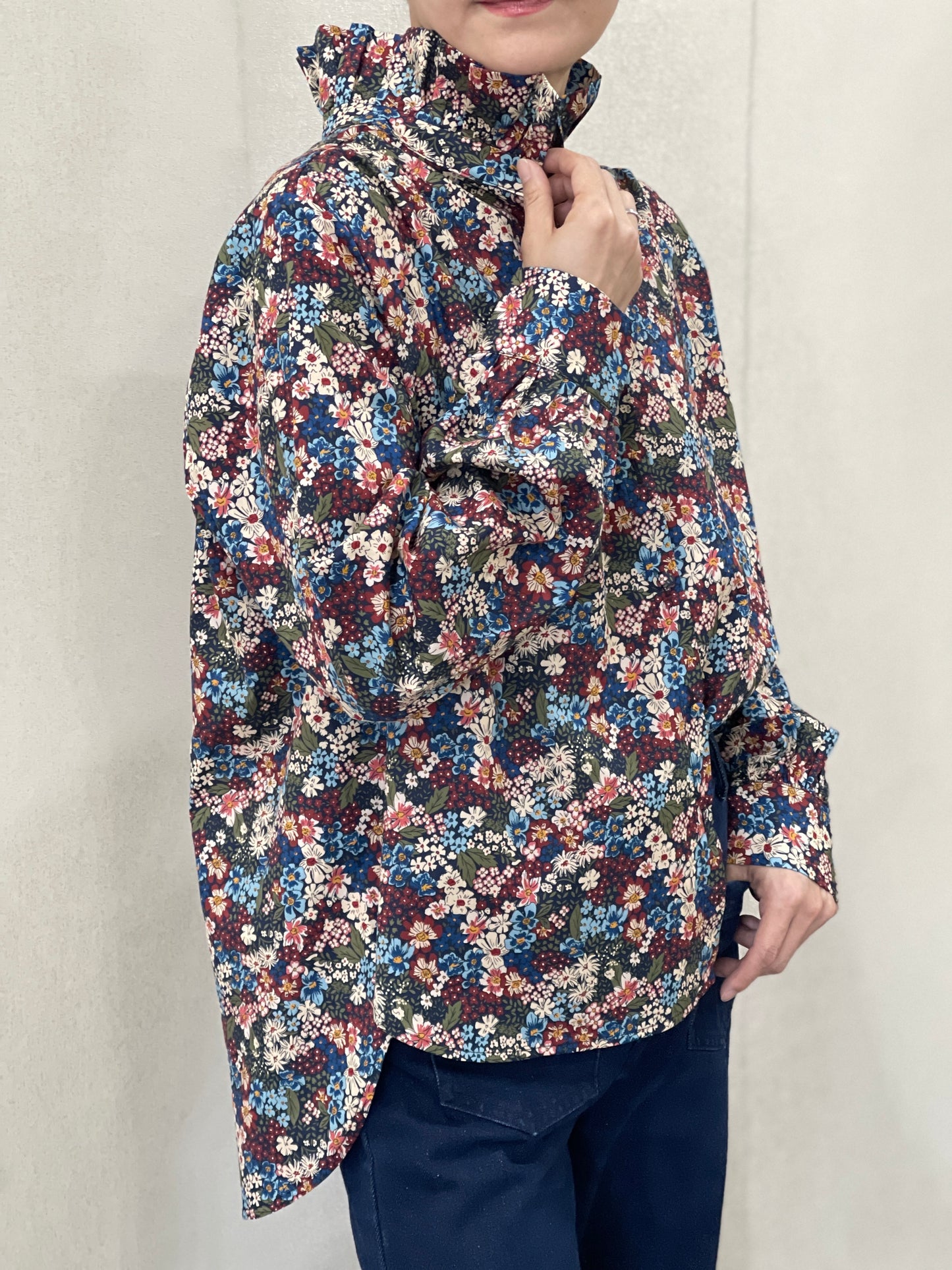 Chemise Col Montant Fleurie