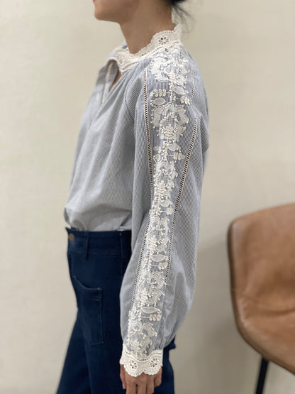 Chemise Rayée Dentelle